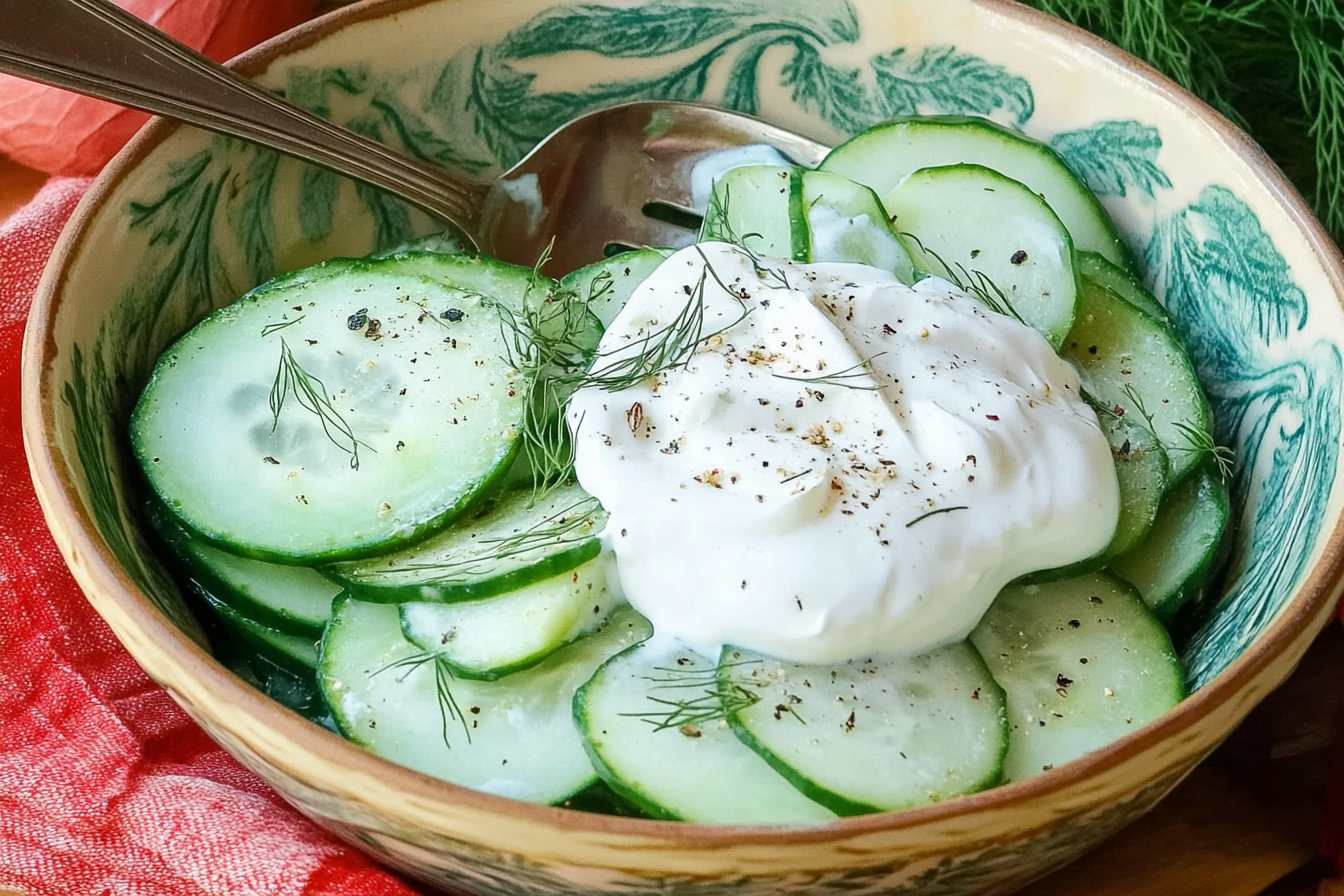 Gurkensalat mit saurer Sahne