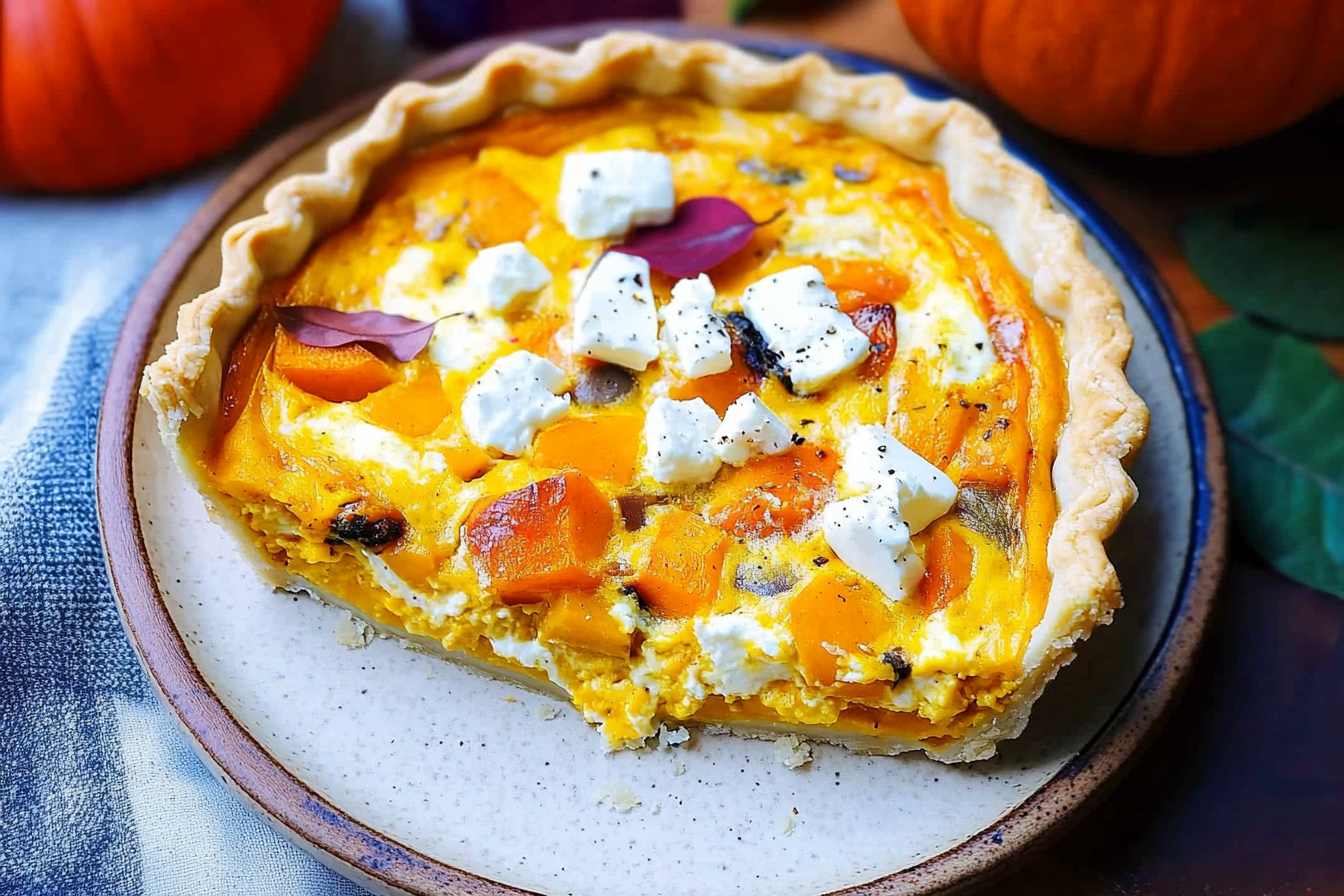 Kürbis-Quiche mit Feta