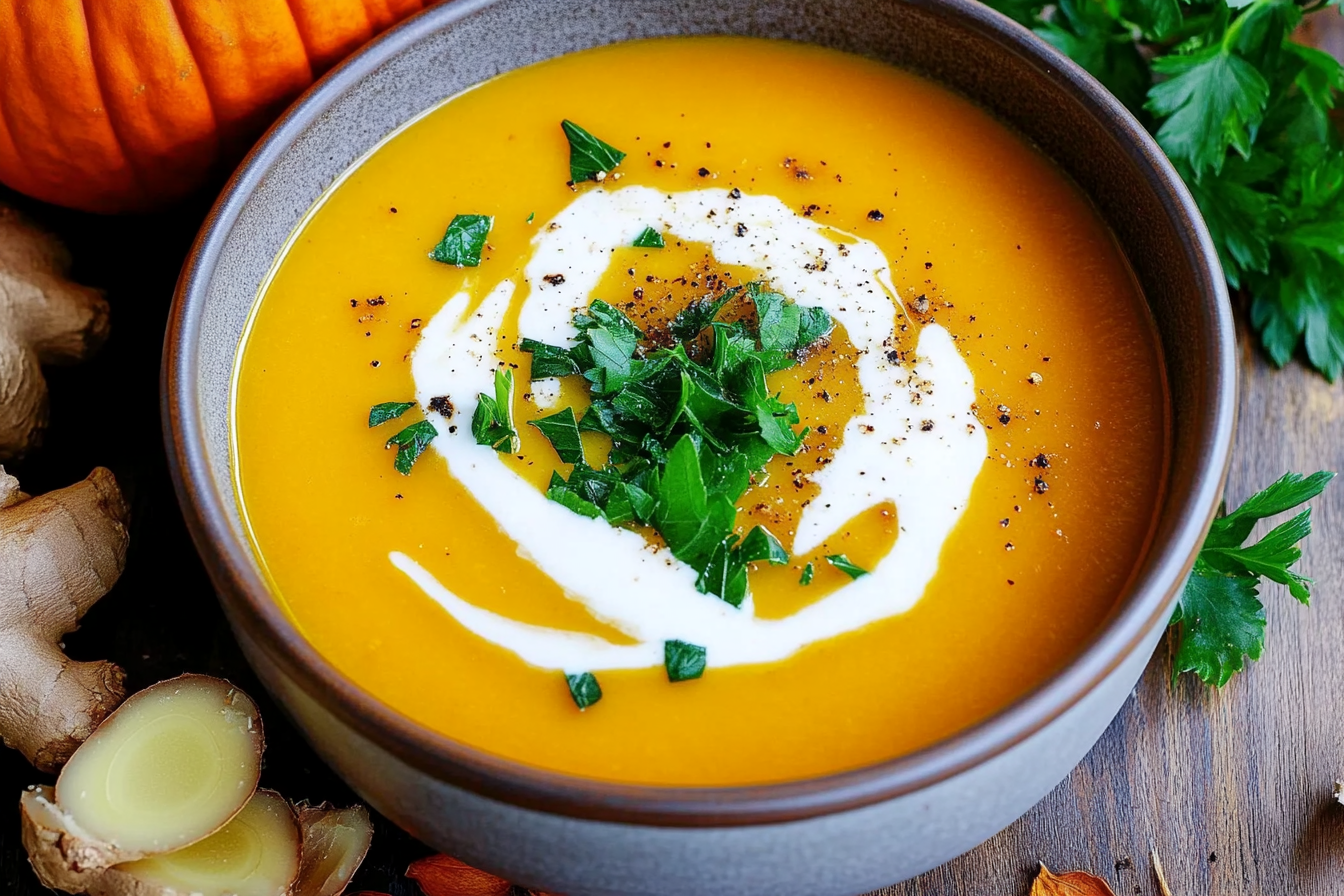 Kürbissuppe mit Kokosmilch und Ingwer